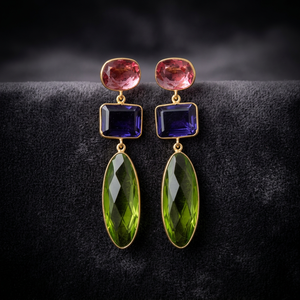 Elevate Your Style with Multistone Marvel Brass 14K Gold Plated <b>Stud</b> Earrings Rhodium & Platinum Plated Children's - Product Image 3