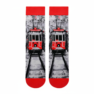 Chaussettes courtes en acrylique à motifs Taksim Istanbul, respirantes, tricotées, style décontracté pour usage quotidien, taille unique, longueur mi-mollet pour l'hiver - Product Image 2