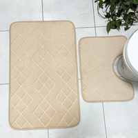 Ensemble de tapis de salle de bain 2 pièces en forme de U, tapis de toilette absorbant, antidérapant, séchage rapide, polyester gaufré, lavable en machine, tapis de sol