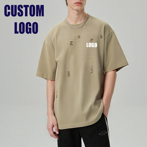 Custom Logo Vintage T Shirt Printing Distressed Blank Oversized Tshirt 100% Cotton Customized Premium O‑Neck T-shirt <b>for</b> Men - Product Image 2