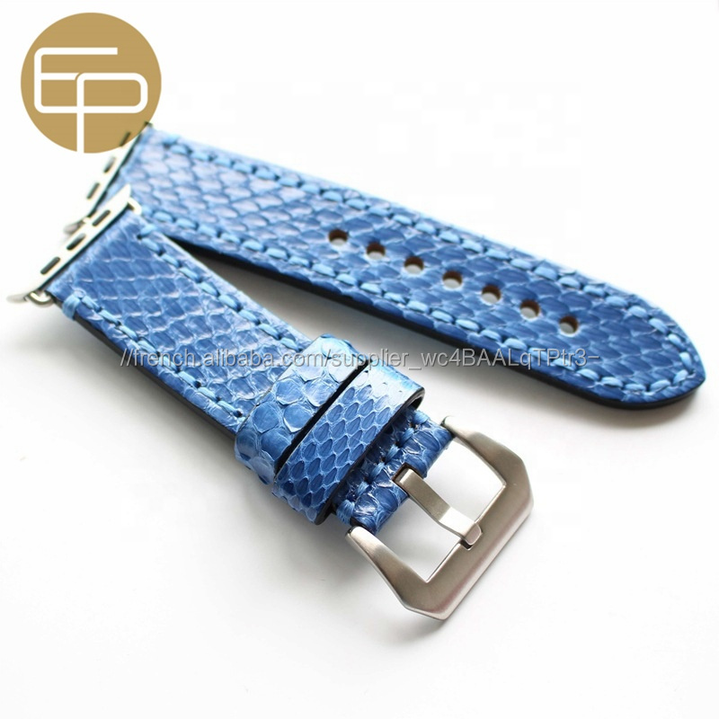 de haute qualité couleur différente serpent python grain véritable montre en cuir de veau pour iWatch 38 40 42 44mm