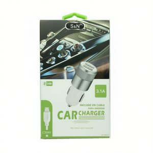 Chargeur de voiture S&N 3.1A double USB avec câble pour appareils Android - Product Image 2