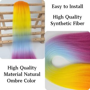Extensions <span class=keywords><strong>de</strong></span> cheveux pour tresses arc-en-ciel <span class=keywords><strong>de</strong></span> 26 pouces, extensions <span class=keywords><strong>de</strong></span> <span class=keywords><strong>queue</strong></span> <span class=keywords><strong>de</strong></span> <span class=keywords><strong>cheval</strong></span> synthétiques ombrées avec lien élastique pour festival - Product Image 3