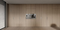 Foshan Modern sederhana multifungsi tersembunyi pintu saku lemari dapur lemari kustom dengan lemari pulau Set lengkap