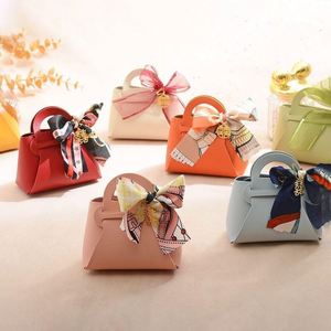 Wedding Candy <b>Gift</b> Bags with Handle PU Leather Party Favor <b>Boxes</b> <b>Gift</b> Wrapping Treat Bag - Product Image 2