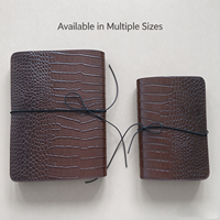 Couverture de carnet personnalisée en cuir PU effet crocodile de qualité supérieure, pliable en trois, rechargeable, avec sangle, cadeau de luxe, cordon élastique en gros