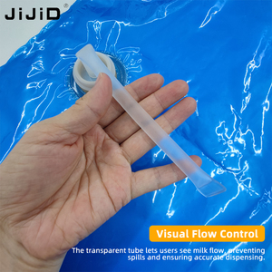 Sac en plastique <span class=keywords><strong>bleu</strong></span> JIJID en boîte avec tube transparent 22L pour lait et produits laitiers, qualité alimentaire BIB avec tuyau de distribution transparent - Product Image 3