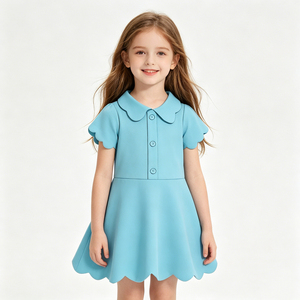 Abito Estivo per Bambine di Alta Qualità, Vestito con Colletto a Polo e Orlo Smerlato per Uso Quotidiano - Product Image 2
