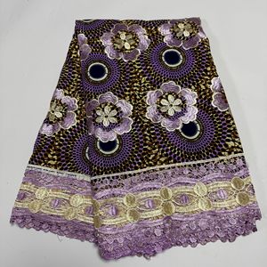 Tissu Authentique <span class=keywords><strong>Africain</strong></span> Imprimé Wax – Coton Teint à la Main avec Incrustations de Dentelle et Broderies pour Dashikis et Vêtements Culturels - Product Image 3