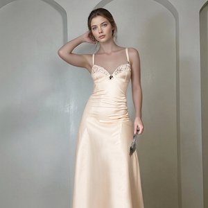 Vestido Largo de Satén con Encaje, Estilo Camisón, para Mujer, Ropa de Dormir - Product Image 3
