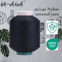 Fil teint recouvert de spandex 20/140, bobine de fil textil élastique coloré pour vêtements, brocart tout-en-un, accessoires textiles, fil à chaussettes filé à cœur