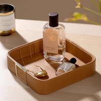 Plateau de rangement personnalisé en cuir PU pour bijoux, montres et maquillage, style nordique de luxe, pour la maison