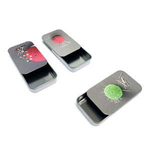 Mini <b>Slide</b> Box Sewing Box, Square Push-Pull Tinplate Storage for Needle & Thread, Portable <b>Small</b> Iron Case - Product Image 5