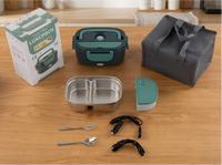Livraison rapide, boîte à lunch Tiffin, chauffe-aliments électrique 110V/220V, 1,5L, pot intérieur amovible en acier inoxydable, pour voiture et maison