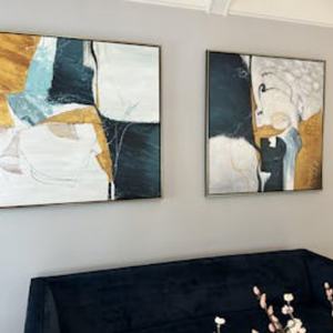 Peintures à l'huile abstraites texturées sur toile, style moderne, entièrement faites à la main, décoration murale pour la maison, sans cadre - Product Image 6