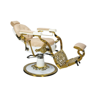Sillón de Barbería de Lujo Dorado para Hombre, Silla de Peluquería Antigua Reclinable Vintage Profesional con Bomba Hidráulica, 1 Año de Garantía - Product Image 2