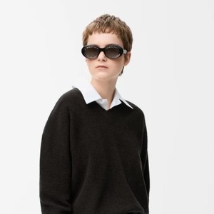 Gafas de sol retro con montura ovalada, lentes degradados en tono marrón de acetato, protección UV400, unisex, tipo 3, LW40190F - Product Image 3