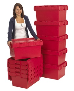 56L <span class=keywords><strong>OEM</strong></span> cho thuê di chuyển hộp nhựa với nắp nhựa bin Tote Crate - Product Image 3