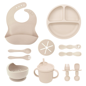 Ensemble de nourriture pour bébé non toxique, 11 pièces, bol à ventouse en silicone, assiette, vaisselle écologique pour le sevrage des enfants - Product Image 6