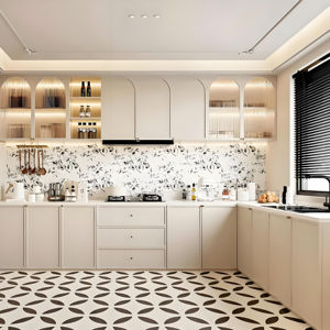 Nueva llegada de diseño de gabinete moderno de lujo personalizado de madera maciza de altura muebles de sala de estar armarios de cocina - Product Image 1