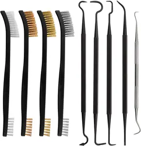 Cleaning Brush & Pick Kit Double Ended Brass Copper Nylon Steel Brush