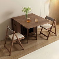 Petite table à manger moderne multifonctionnelle en bois massif, design télescopique pliable et extensible, rangement pratique, livraison gratuite