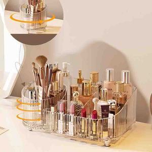 Istiflenebilir çekmece ve 360 ° dönen fırça tutucu ile büyük kapasiteli cilt bakımı makyaj kozmetik depolama organizatör - Product Image 4