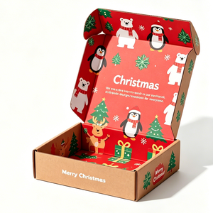 Boîte d'expédition en carton ondulé écologique personnalisée avec logo, recyclable, pour cadeaux de Noël - Product Image 1