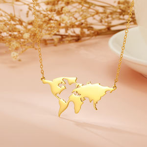 Collar con Mapa del Mundo Personalizado al por Mayor, Collar con Mapa de África de Acero Inoxidable, Collar con Mapa Personalizado Chapado en Oro, Joyería - Product Image 5