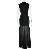 Vestido Largo de Sirena Transparente con Aberturas y Cintura Ajustada, Estilo Tubo, Sexy y a la Moda, Oferta de Otoño