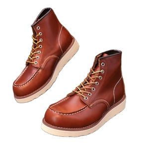 Nuevas Botas de Cuero Gruesas de Moda para Hombre, Botas de Motocicleta de Alta Calidad, Estilo Retro, Punta Redonda, Botas de Trabajo Hechas a Mano - Product Image 1