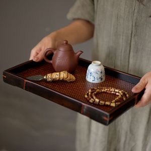 Bamboo Woven Rectangular <b>Tray</b> For Tea Serving And <b>Snacks</b> Anji Origin - Product Image 3
