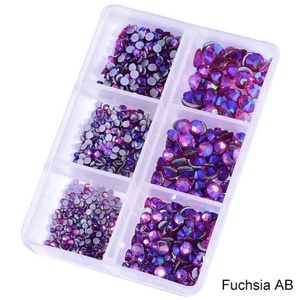 Strass en vrac Oleeya, prix de gros, 1200 pièces, strass en cristal, 6 tailles, boîte à 6 compartiments, strass en verre thermocollants pour ongles - Product Image 4