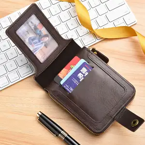 Mens Wallet Selling Vintage Short Horizontal Zipper an Leather Wallet Man Card Holder Mans Pocket