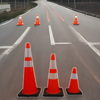 Cône de signalisation routière réfléchissant en PVC durable, 12-36 pouces, orange de sécurité, réflecteur de qualité ingénierie, sécurité routière LED, protection IP68