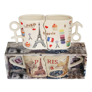 Juego de Tazas de Cerámica con Diseño Personalizado, Único y Encantador, con Estampado de París, Recuerdo, Tazas de Café con Besos para Parejas - Product Image 3