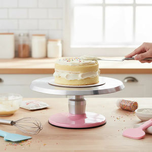 Прочная регулируемая высота, 12 дюймов, стабильная пластиковая Нескользящая база, сверхмощный вращающийся поворотный стол для тортов - Product Image 5