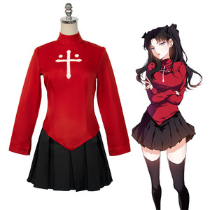 Nouvelle mise à jour : Costume de cosplay Fate <span class=keywords><strong>Stay</strong></span> <span class=keywords><strong>Night</strong></span> Tohsaka Rin, ensemble jupe rouge et noire, tenue de carnaval unisexe, robes de jeu de rôle - Product Image 1