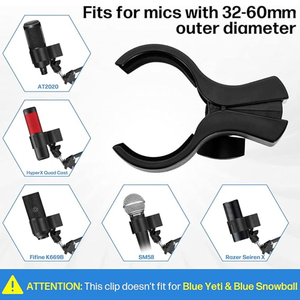 Soporte ajustable grande para micrófono con adaptador de 5/8" a 3/8" para micrófono de 1.25" (negro) Accesorios para micrófono - Product Image 6
