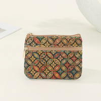 Mini Portable liège minorité imprimé porte-monnaie liège à la mode Vintage fermeture éclair rouge à lèvres Mini sac d'argent porte-carte portefeuille