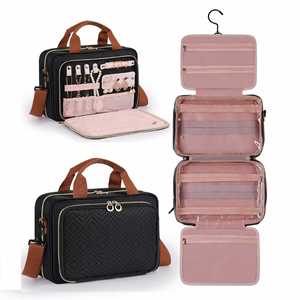 Bolsa de Aseo Versátil con Correa de Hombro Desmontable, Bolsa de Poliéster con Compartimento para Maquillaje y Joyas para Viajes y Uso Diario - Product Image 1
