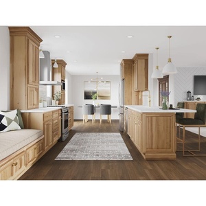 Hiện Đại Sang Trọng Gỗ Sồi Ẩn Tủ Bếp Thân Thiện Với Môi Cơ Sở Bồn Rửa Với Vòi Nước Bản Lề Ngăn Kéo Giỏ Phụ Kiện - Product Image 3