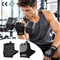 Pelindung Olahraga VIGFIT Sport, Tali Pergelangan Tangan yang Dapat Disesuaikan, Anti-Selip, Sarung Tangan Fitness Angkat Beban, Polyester, Setengah Jari, Bernapas