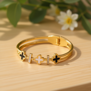 Pulsera de Acero Inoxidable Chapada en Oro de 22k con Cristales de Estrás, Joyería Minimalista de Cadena Fina para Uso Diario Unisex - Product Image 2