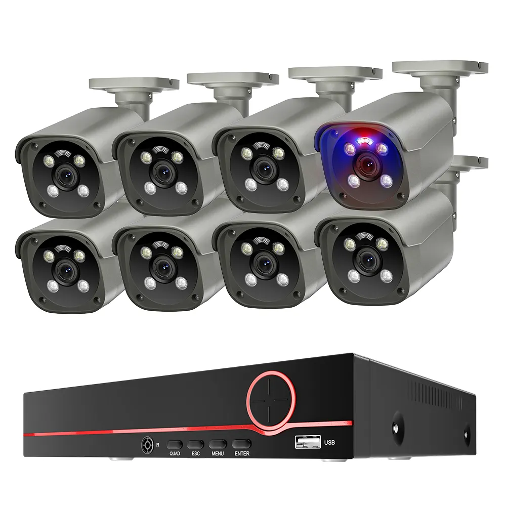 8CH 8MP Poe Camera NVR Kit Outdoor Security Video Surveillance Camera System AI Face Detection Camera