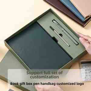 Custom Logo A3 High-End Business <b>Notebooks</b> Diary Gift Box <b>Set</b> Cross-Border Exclusive Supply Faux Leather Thickened Hardcover - Product Image 3