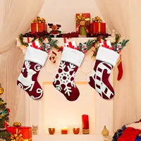 White Christmas Stockings 2022 Hot Selling Blank Red And White Color Snowflake Elk Velvet White Plush Cuff Festive Christmas Stockings