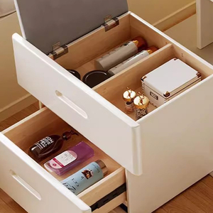 Commode <span class=keywords><strong>scandinave</strong></span> vanité <span class=keywords><strong>blanche</strong></span> petite chambre à coucher minimaliste moderne chevet mini table de maquillage à rabat avec lumières - Product Image 2