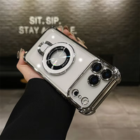 Coque de téléphone magnétique de luxe électroplaquée en PC transparent avec dos en PC pour iPhone 17 Air 16 15 14 13 Pro Max