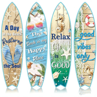 Decoración de Pared de Madera con Diseño de Tabla de Surf y Playa, Decoración para Fiestas Hawaianas con Temática Veraniega, Juego de Cuatro Piezas